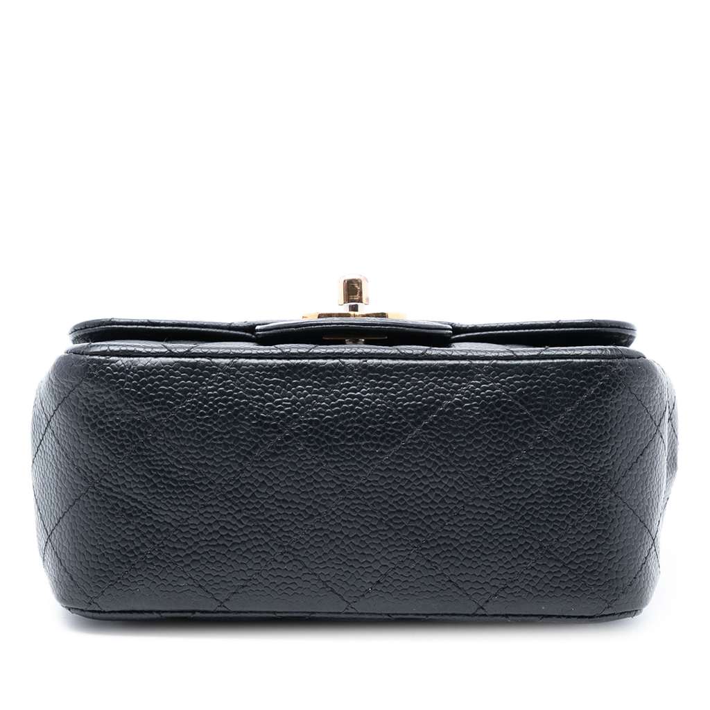 Chanel Mini Square Classic Caviar Single Flap Black Leather Good condition - Inside View
