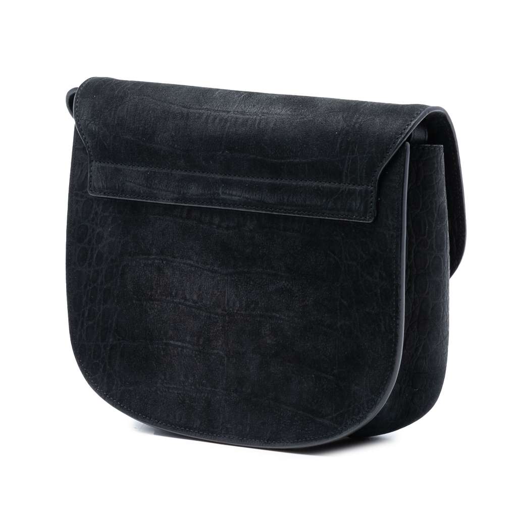 Saint Laurent Medium Croc Embossed Nubuck Monogram Kaia Crossbody Black Leather Good condition - Back View