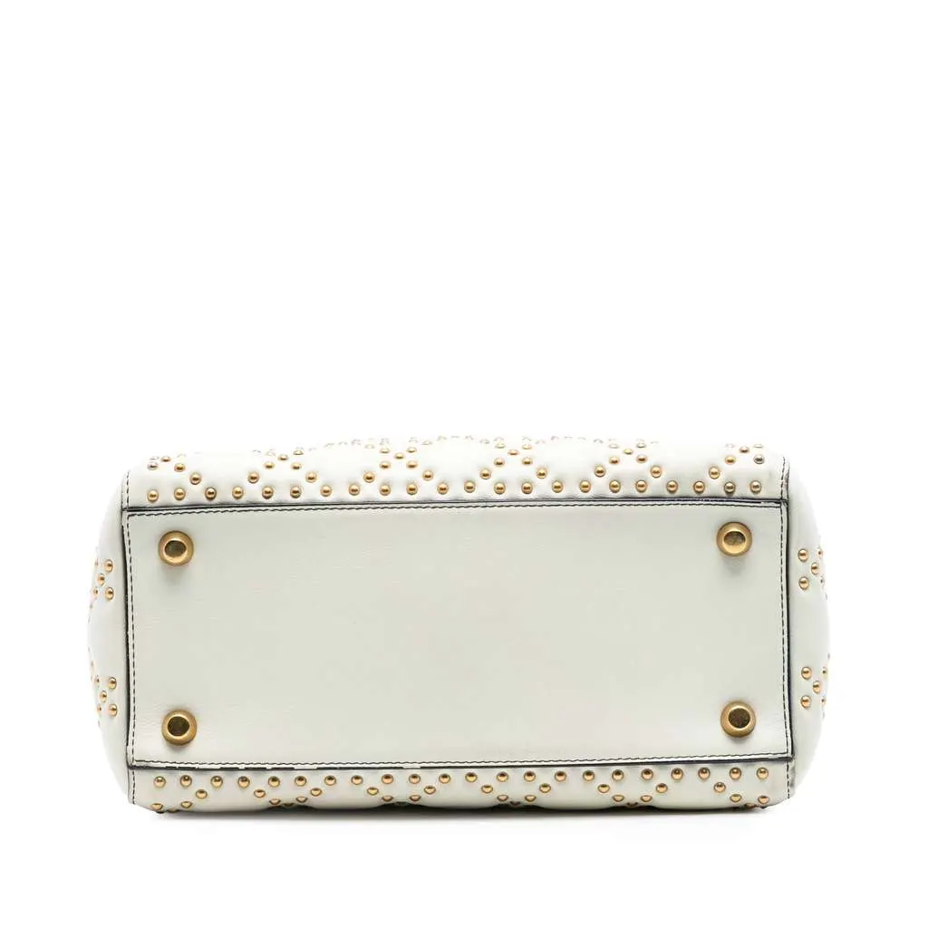 Dior Medium Lambskin Cannage Studded Supple Lady Dior White Leather Very good - Inside View