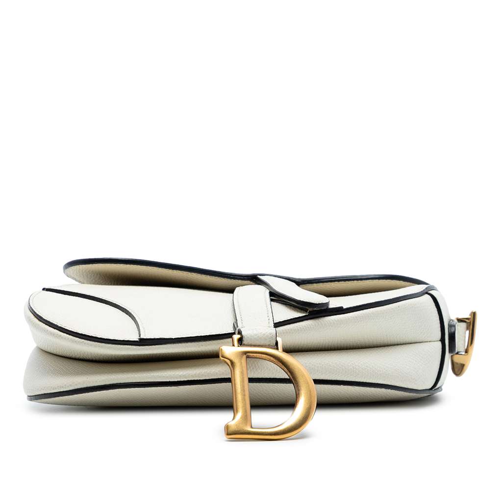 Dior Mini Grained Calfskin Saddle Bag White Leather Good condition - Inside View