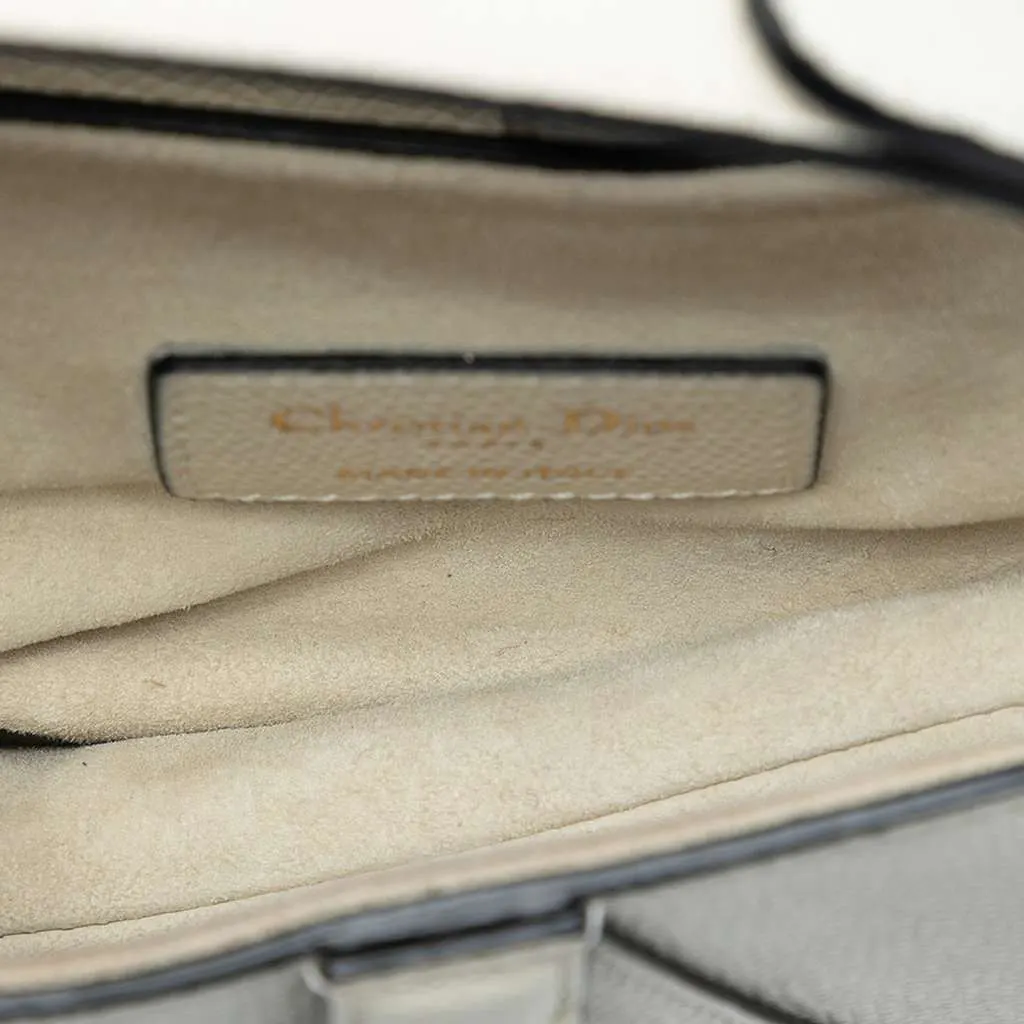 Dior Mini Grained Calfskin Saddle Bag White Leather Very good - Model View