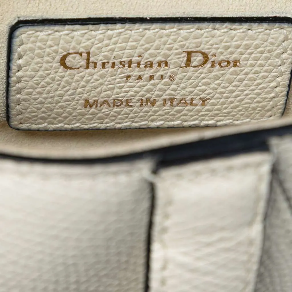 Dior Mini Grained Calfskin Saddle Bag White Leather Very good - Box View