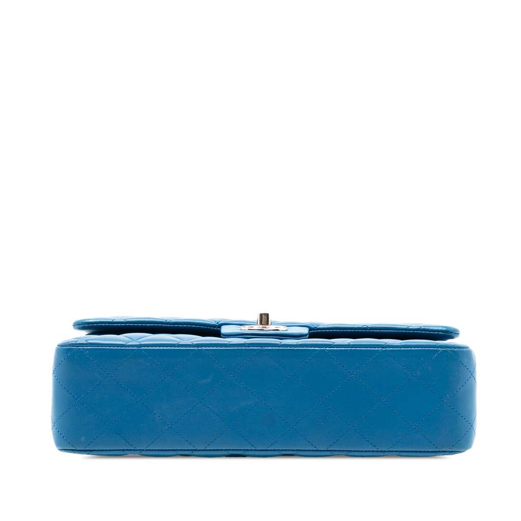 Chanel Medium Classic Lambskin Double Flap Blue Leather Good condition - Inside View