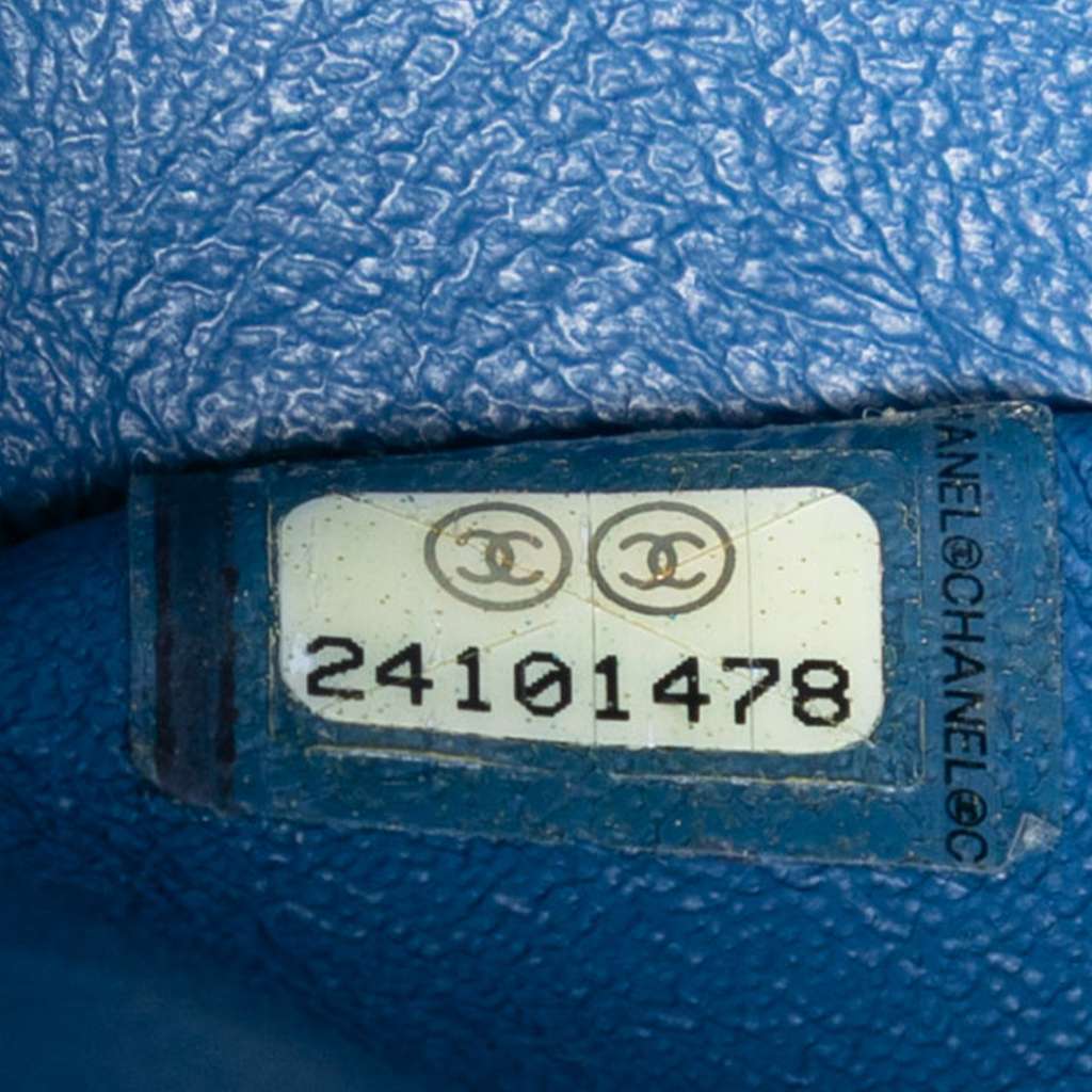 Chanel Medium Classic Lambskin Double Flap Blue Leather Good condition - Box View