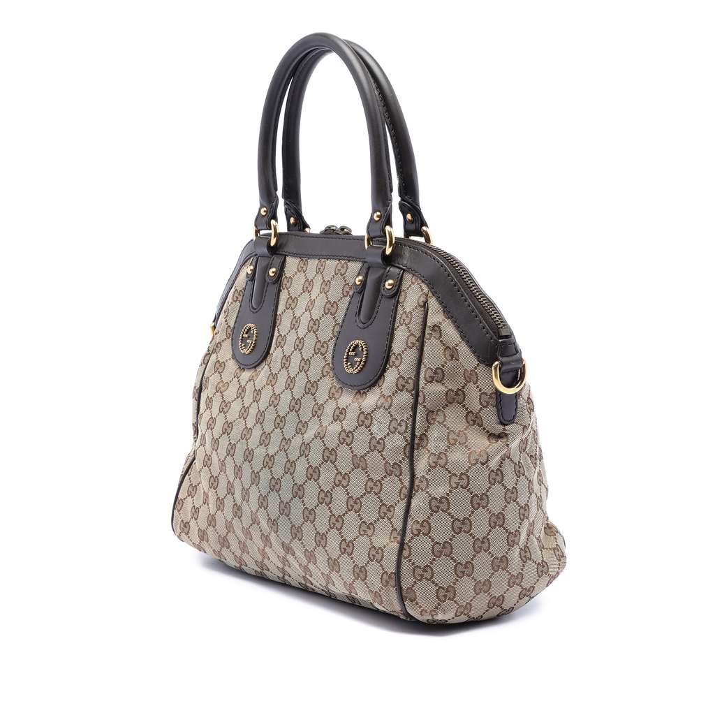 Gucci Medium GG Canvas Scarlett Satchel Brown Canvas Good condition - Back View