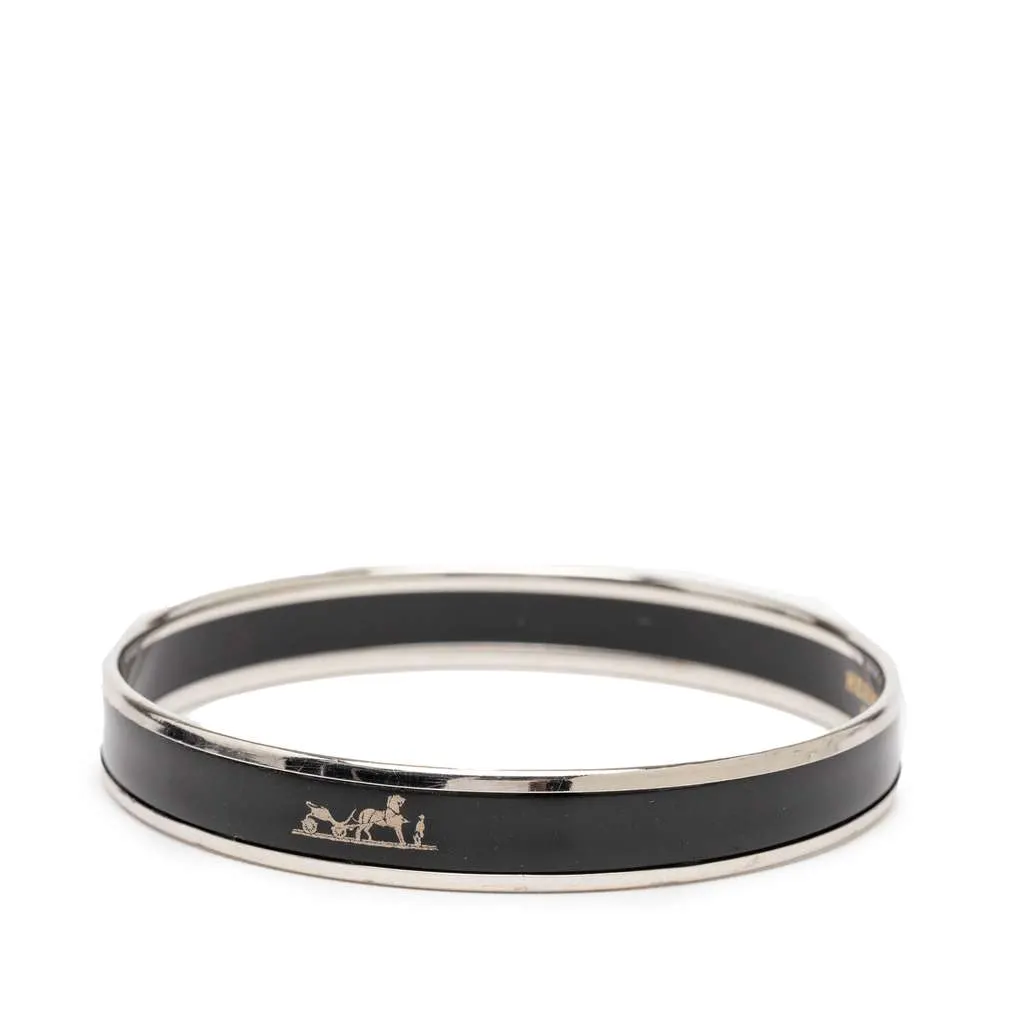 Hermès Narrow Caleche Enamel Bangle 62 Black Very good - Back View