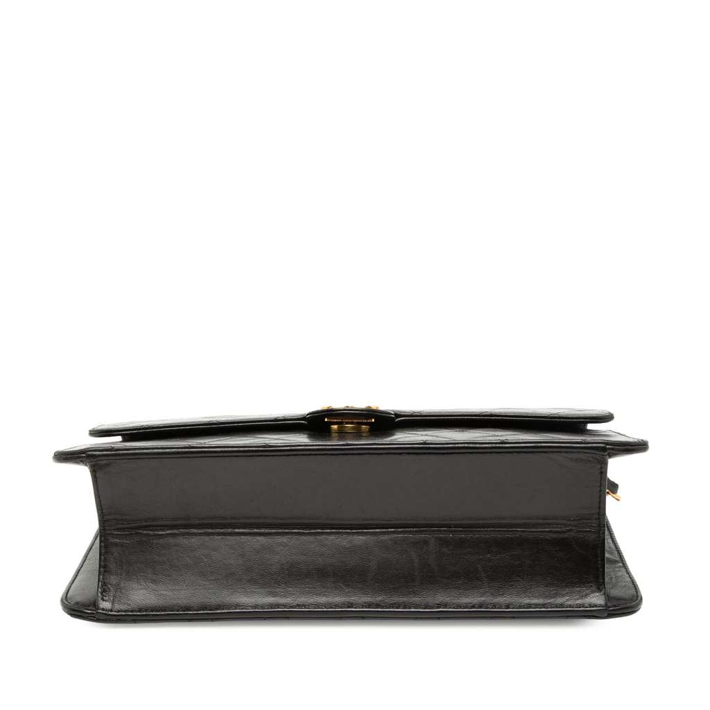 Chanel Medium CC Quilted Lambskin Single Flap Black Leather Good condition - Inside View