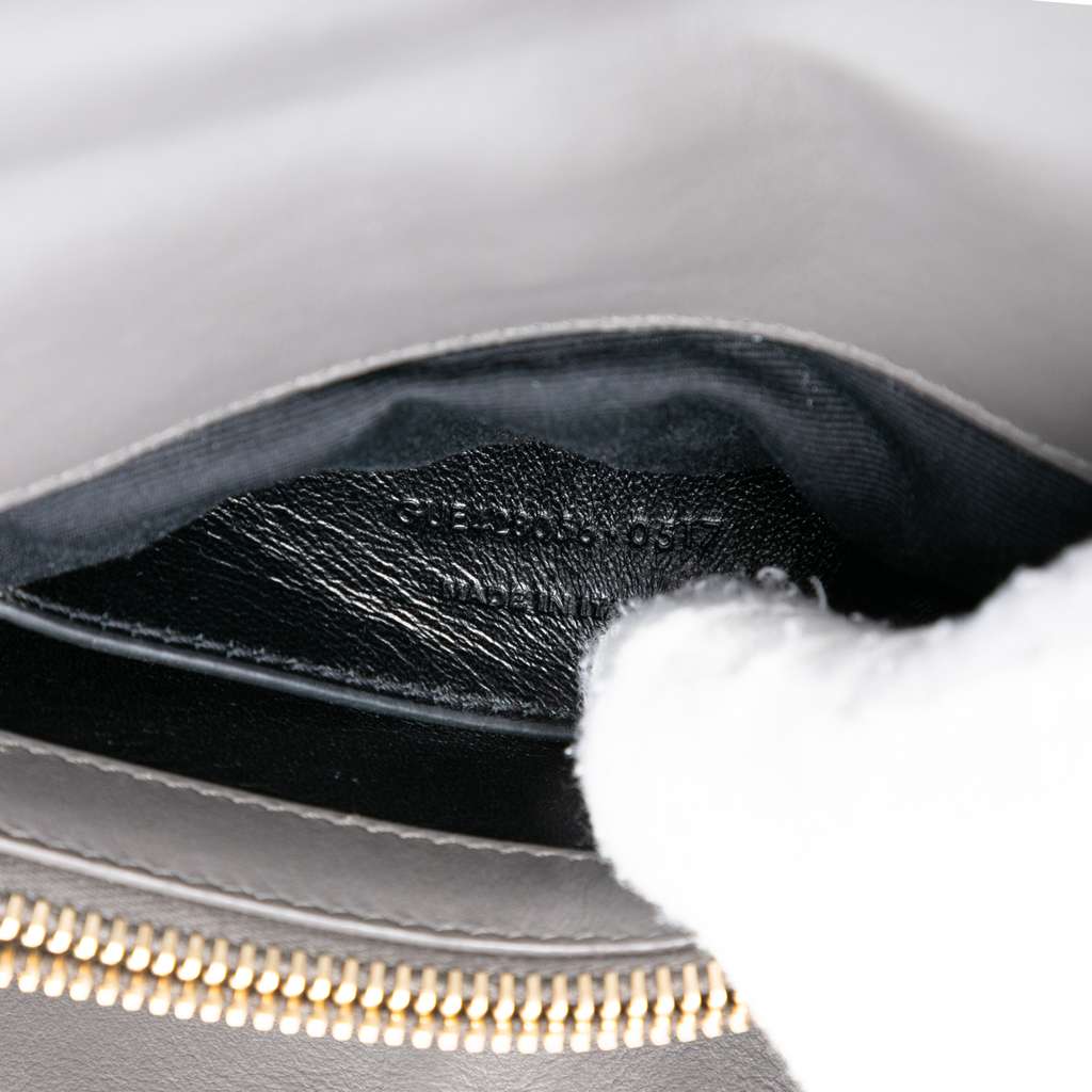 Saint Laurent Medium Calfskin and Suede Chevron Monogram College Satchel Grey Leather Good condition - Box View