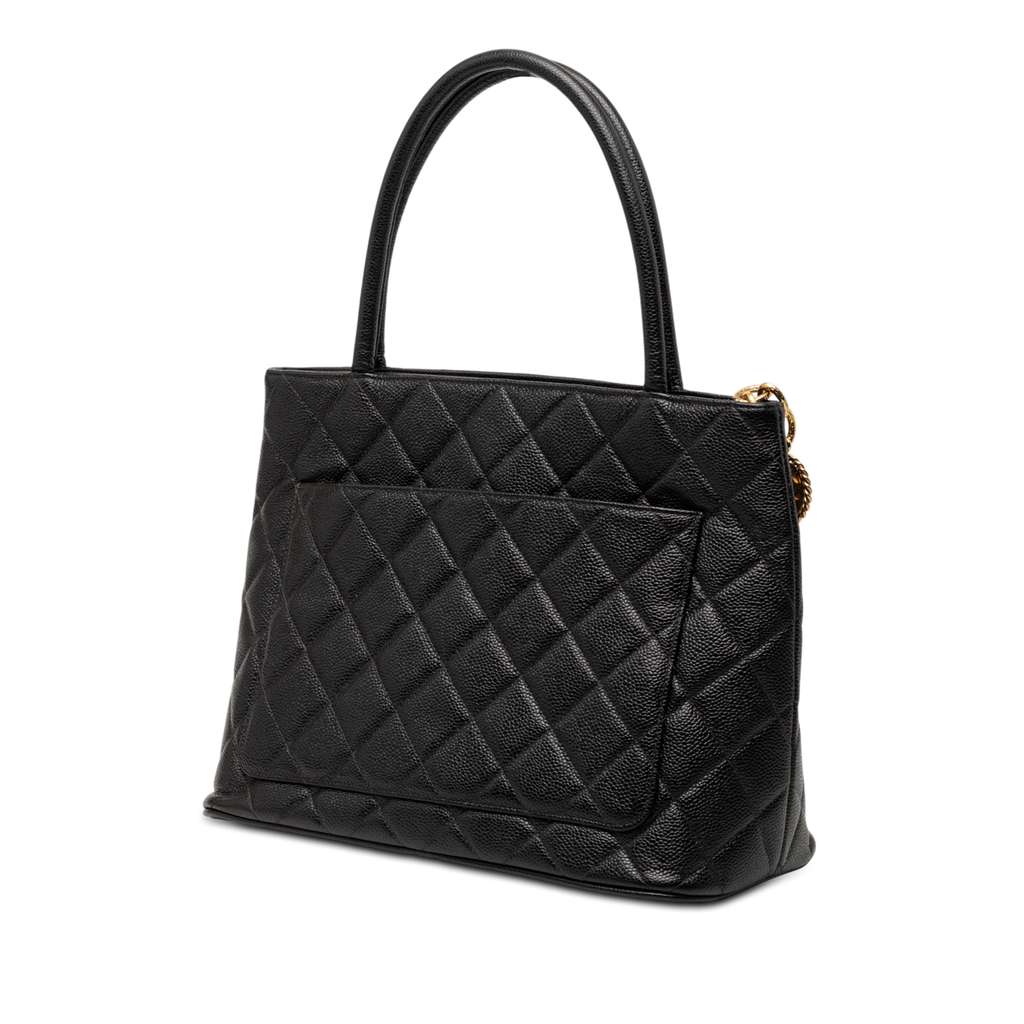 Chanel Caviar Medallion Tote Black Leather Good condition - Back View