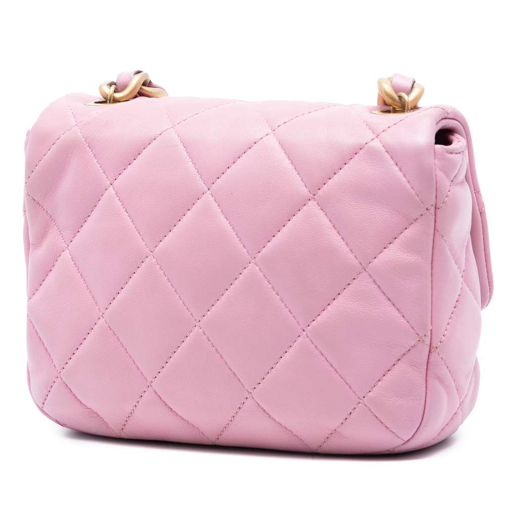 Chanel Mini Quilted Lambskin Candy Chain Flap Pink Leather Good condition - Back View