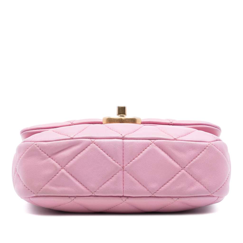 Chanel Mini Quilted Lambskin Candy Chain Flap Pink Leather Good condition - Inside View