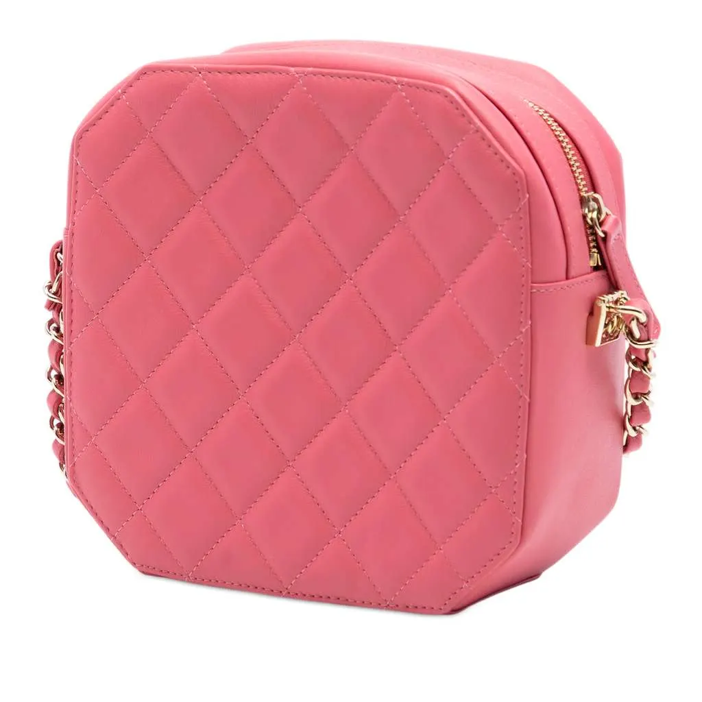 Chanel CC Calfskin Clock Camera Case Pink Leather Very good - Back View