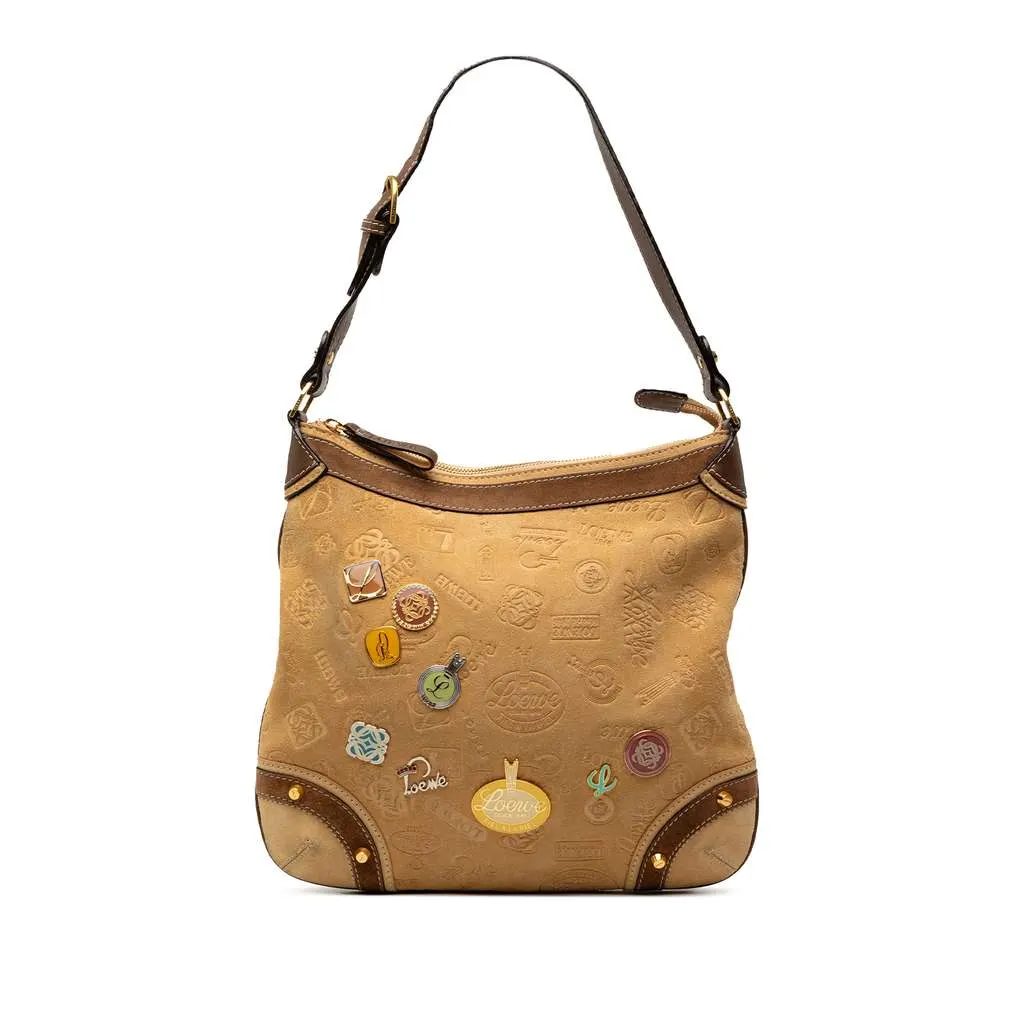 Loewe Suede Fiel A La Piel Shoulder Bag Brown Leather Very good - Front View