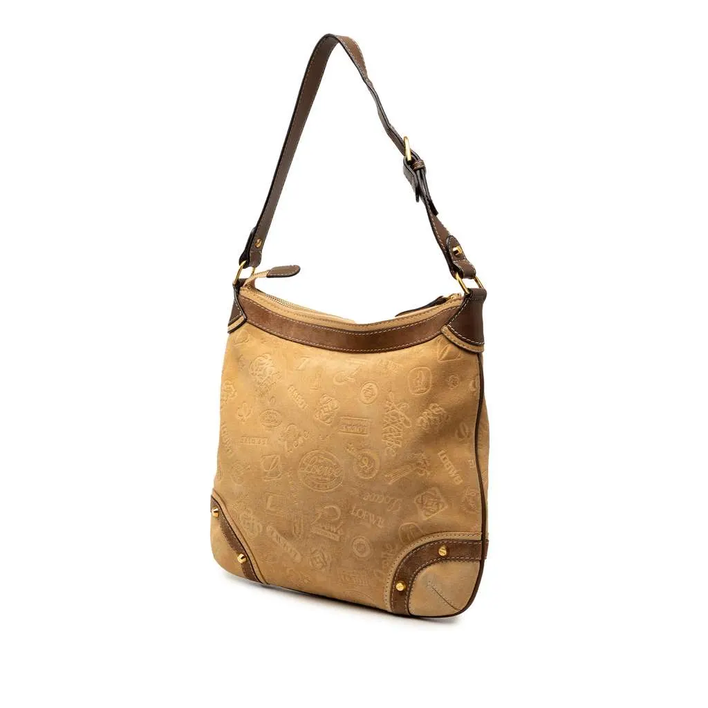 Loewe Suede Fiel A La Piel Shoulder Bag Brown Leather Very good - Back View