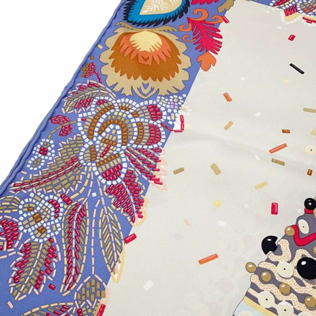 Hermès Costume de Fete Silk Scarf 90 Brown Silk Good condition - Box View