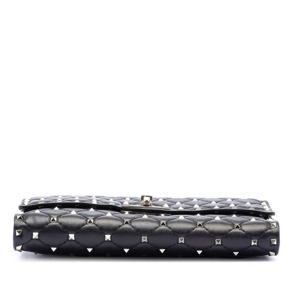 Valentino Nappa Rockstud Spike Wallet On Chain Black Leather Good condition - Inside View