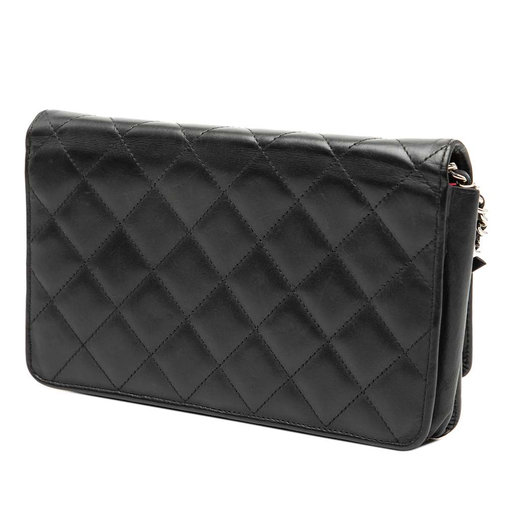 Chanel Lambskin Cambon Ligne Wallet On Chain Black Leather Good condition - Back View