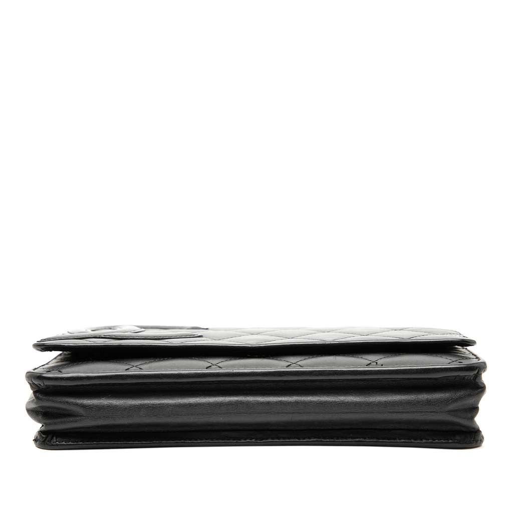 Chanel Lambskin Cambon Ligne Wallet On Chain Black Leather Good condition - Inside View