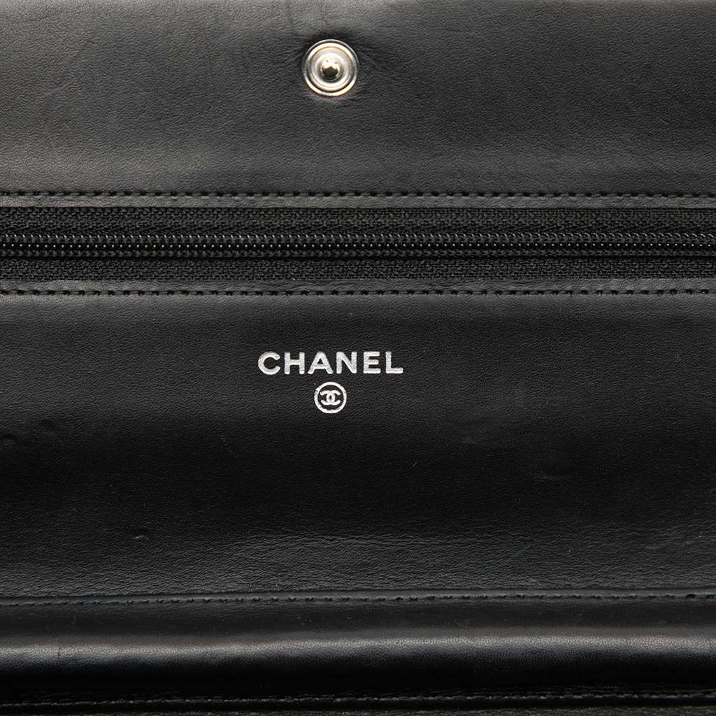 Chanel Lambskin Cambon Ligne Wallet On Chain Black Leather Good condition - Box View