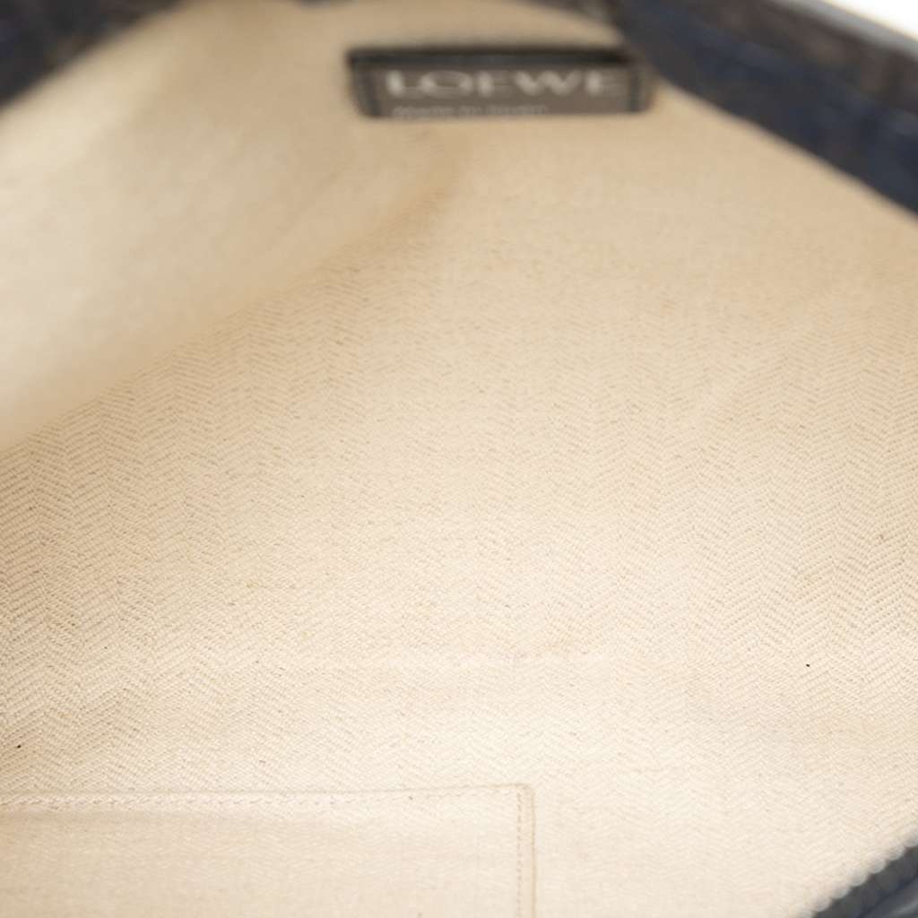 Loewe Embossed Anagram Leather Repeat T Clutch Blue Leather Good condition - Model View