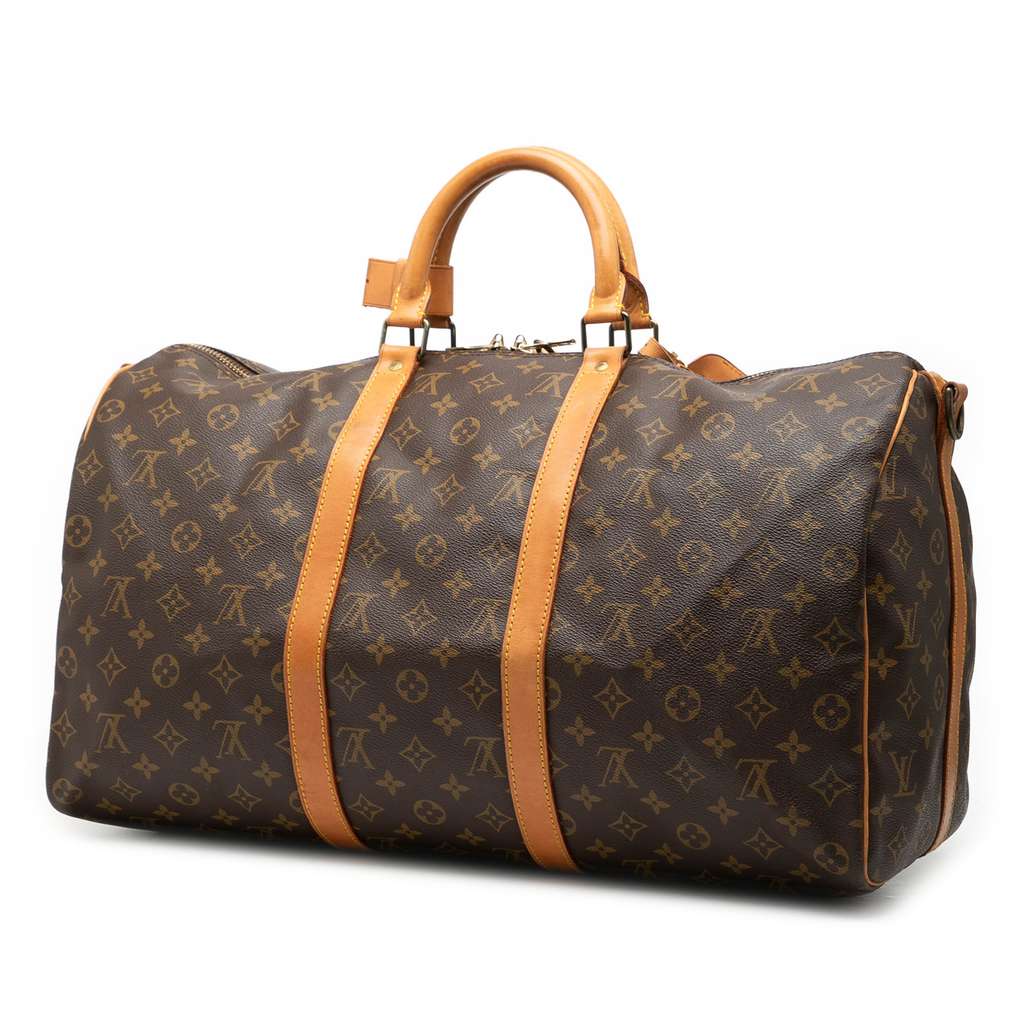 Louis Vuitton Monogram Keepall Bandouliere 50 Brown Good condition - Back View