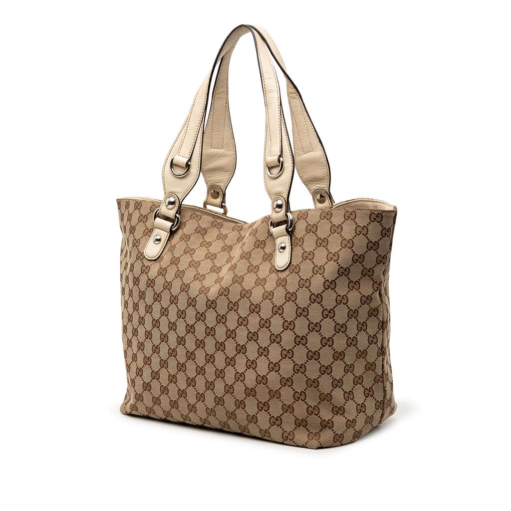 Gucci Medium GG Canvas Icon Bit Tote Brown Canvas Good condition - Back View