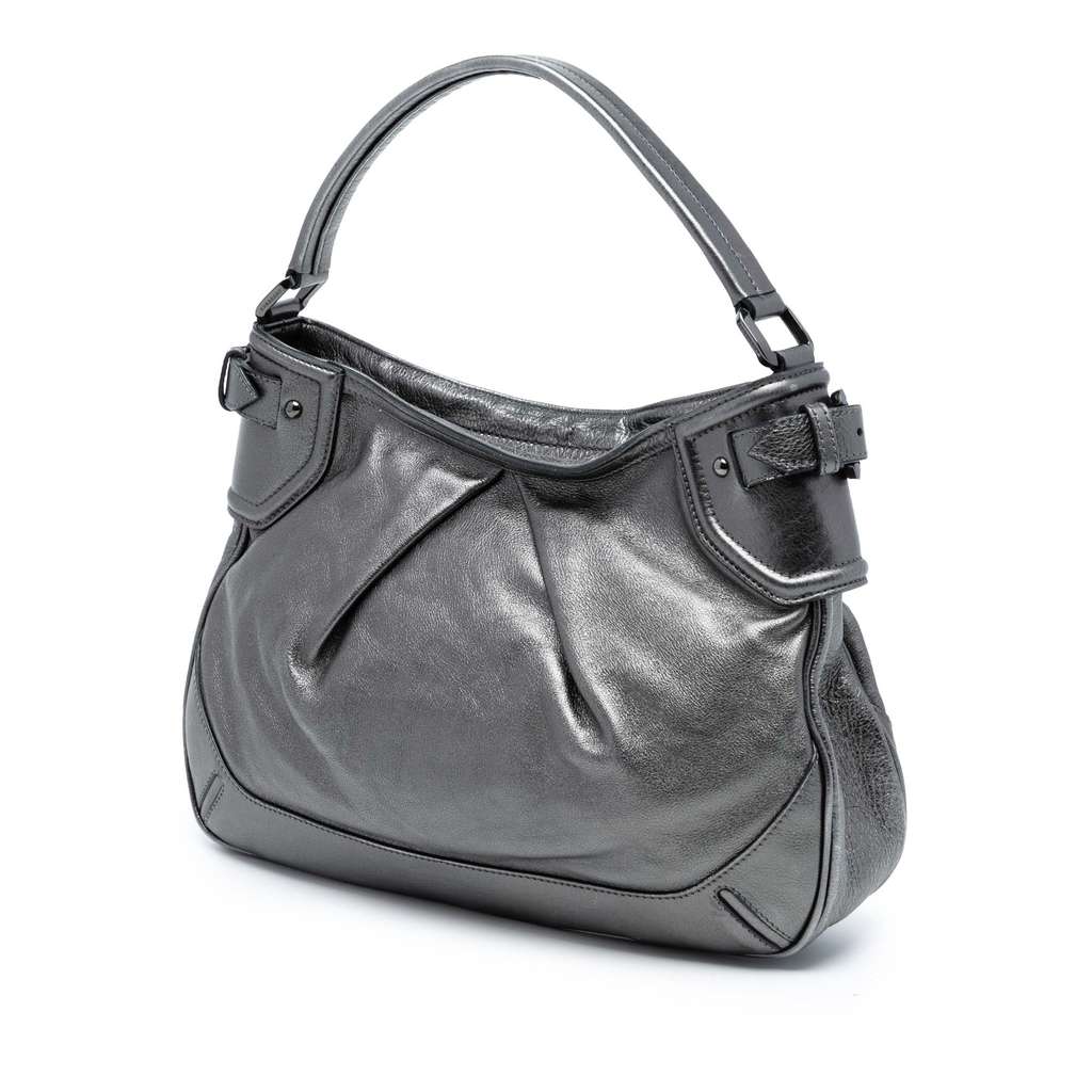 Burberry Metallic Leather Fairby Hobo Grey Leather Good condition - Back View