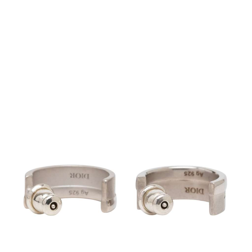Dior Sterling Silver Couture Cut Push Back Earrings Silver Silver Good condition - Back View