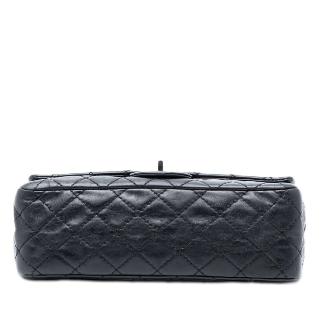 Chanel Quilted Aged Calfskin Reissue 2.55 Double Flap 225 with Mini Pouch Black Leather Good condition - Inside View