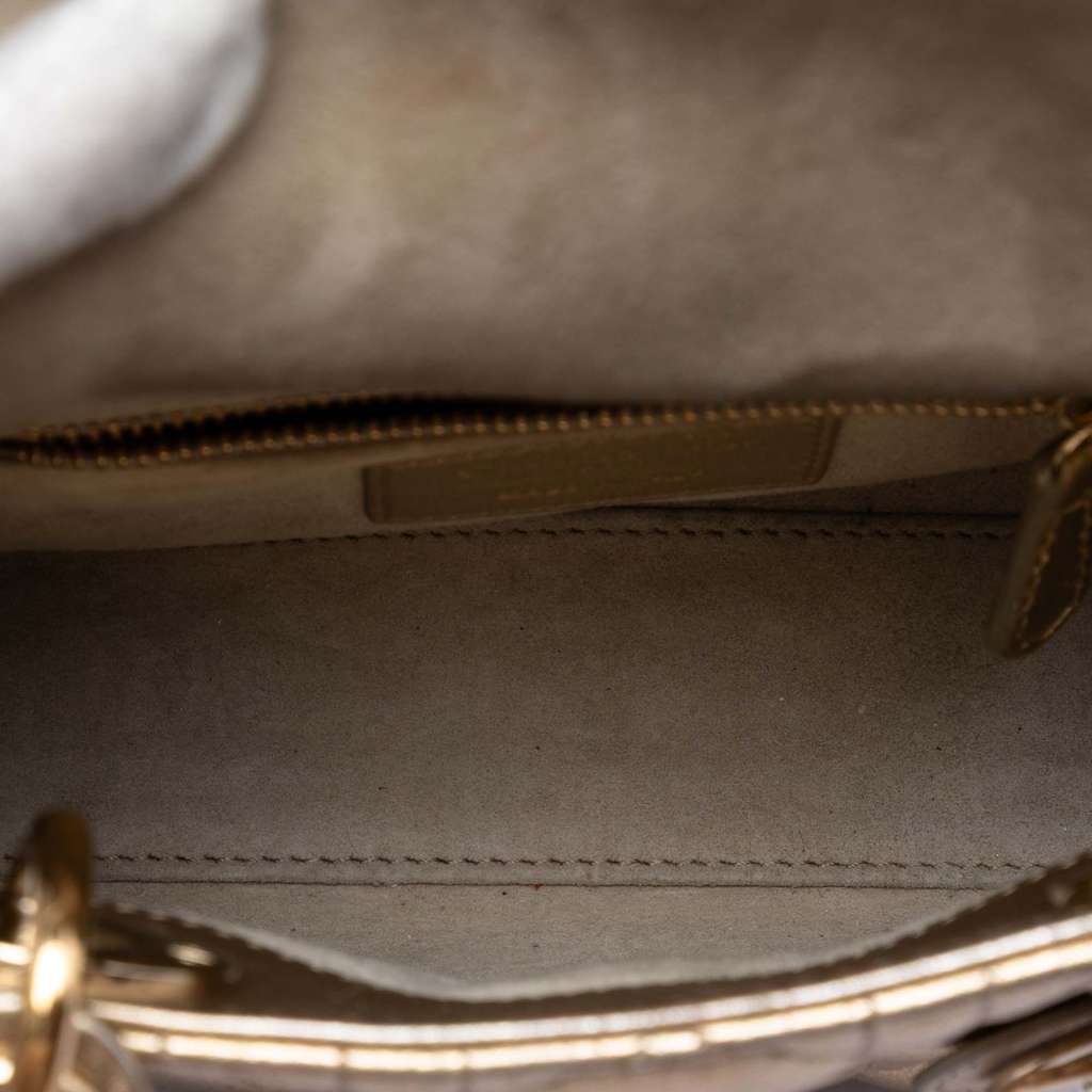 Dior Mini Metallic Lambskin Cannage Lady Dior Gold Leather Good condition - Model View