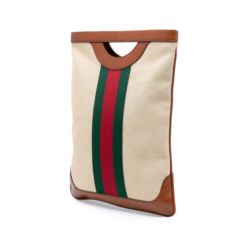 Gucci Canvas Web Satchel Brown Canvas Good condition - Back View