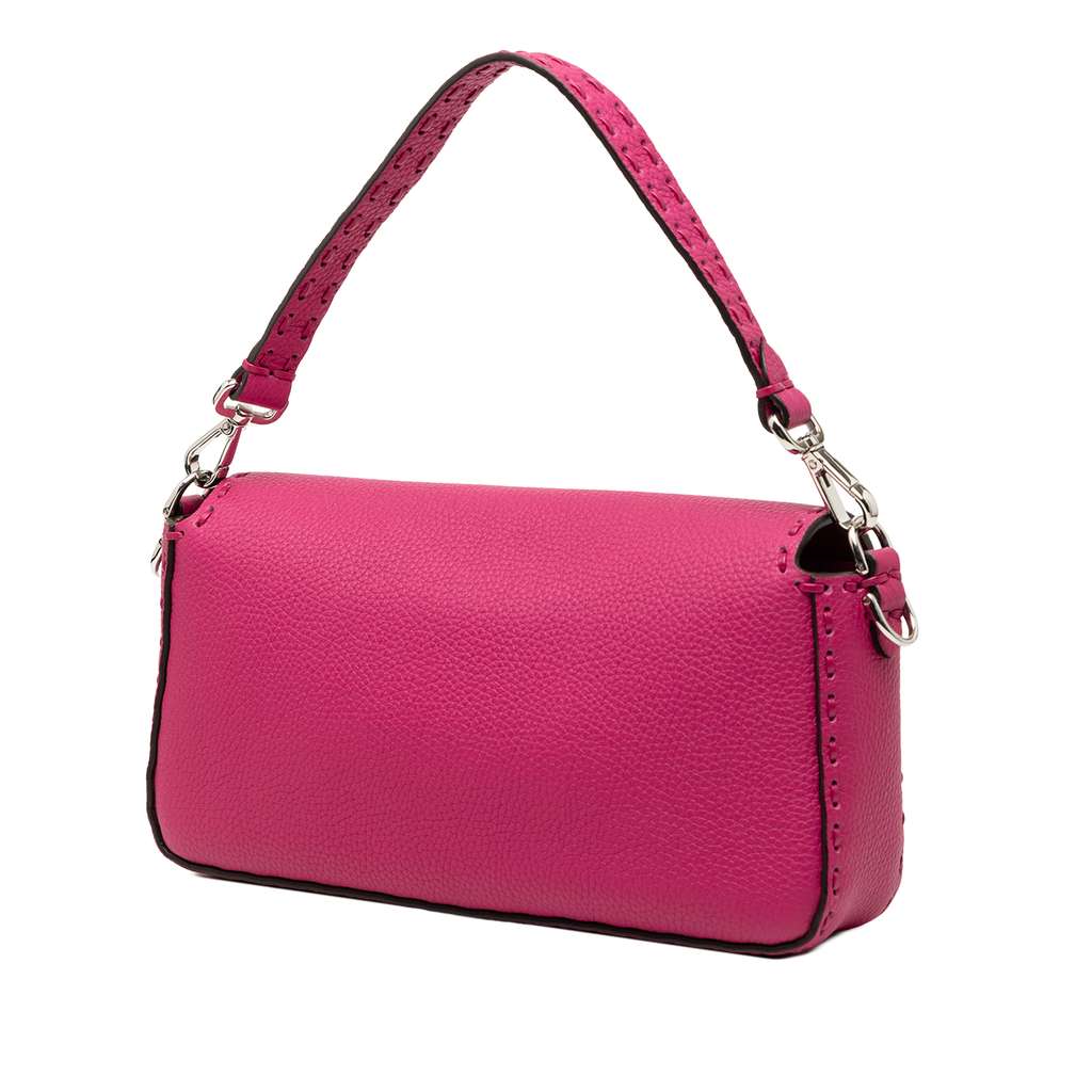 Fendi Leather Selleria Baguette Satchel Pink Leather Good condition - Back View