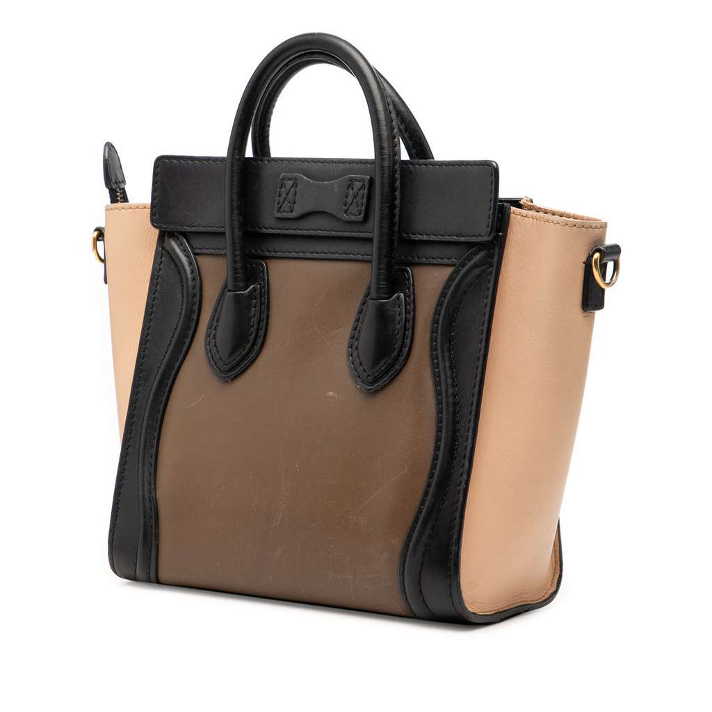 Celine Nano Tricolor Leather Luggage Tote Brown Leather Good condition - Back View