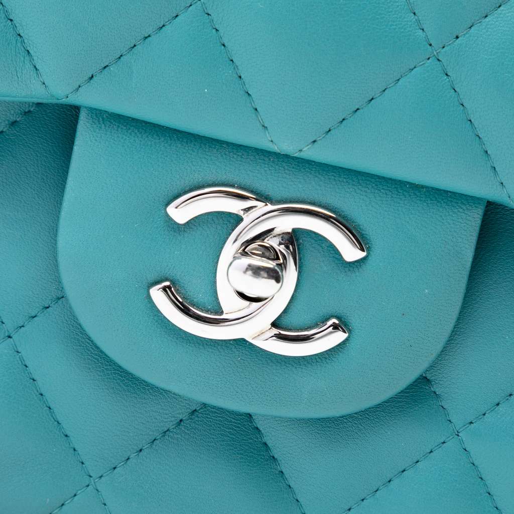 Chanel Jumbo Classic Lambskin Double Flap Blue Leather Good condition - Box View