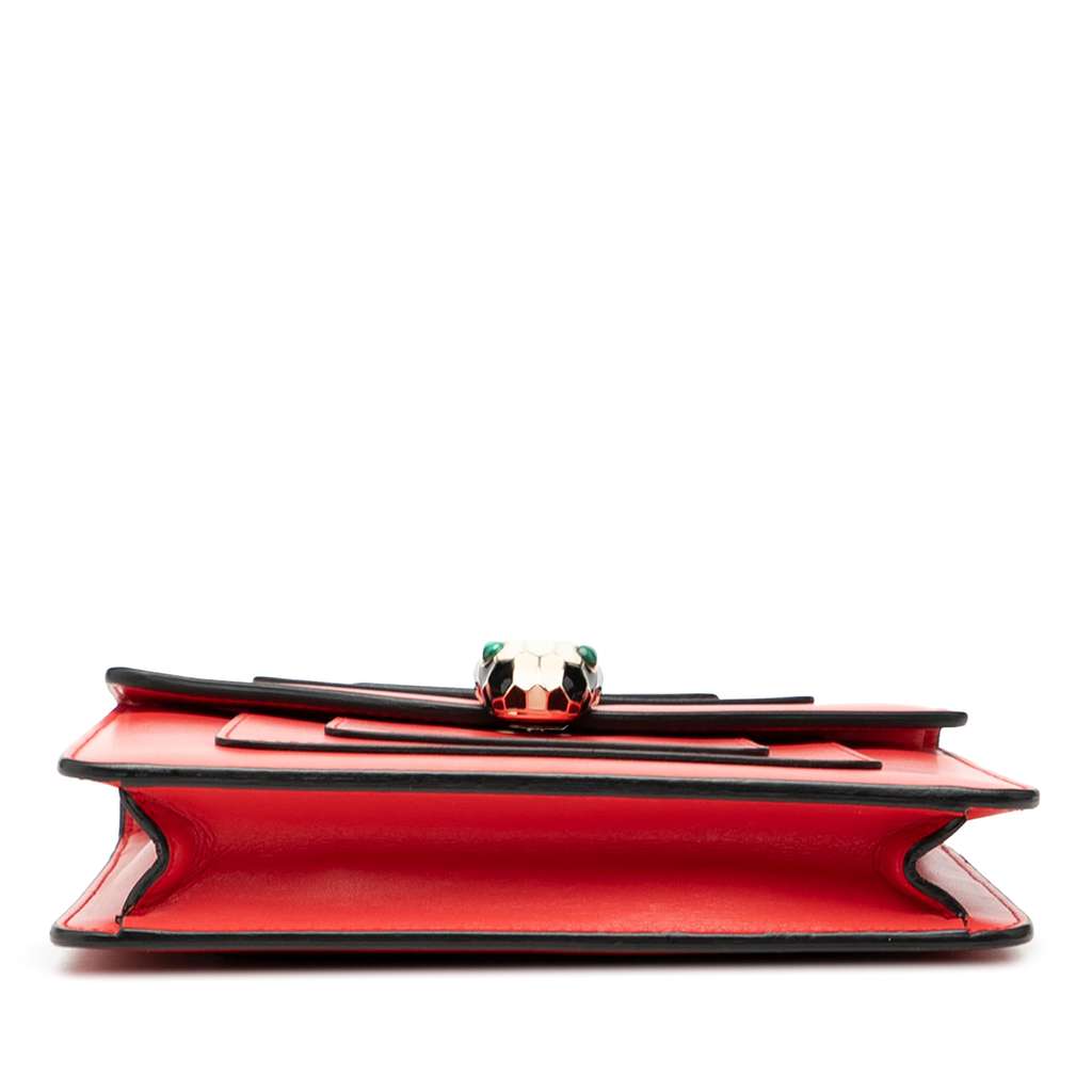 Bvlgari Small Leather Square Serpenti Forever Chain Crossbody Red Leather Good condition - Inside View