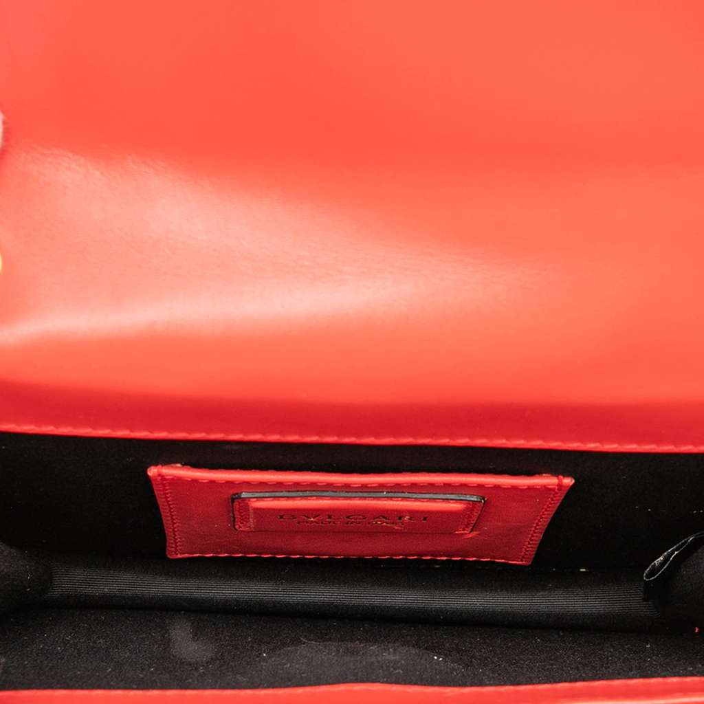 Bvlgari Small Leather Square Serpenti Forever Chain Crossbody Red Leather Good condition - Model View