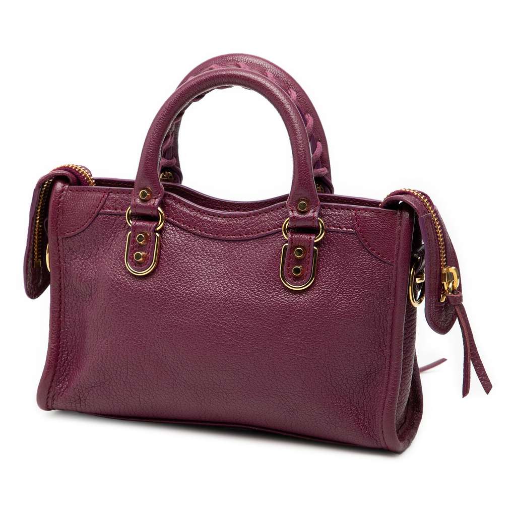 Balenciaga Nano Chevre Motocross Classic Metallic Edge City Satchel Red Leather Good condition - Back View