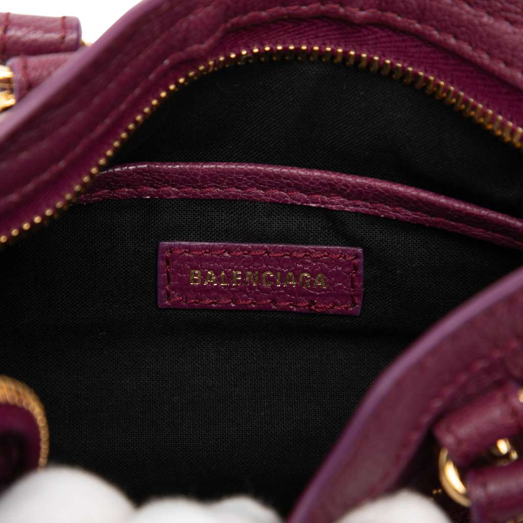 Balenciaga Nano Chevre Motocross Classic Metallic Edge City Satchel Red Leather Good condition - Box View