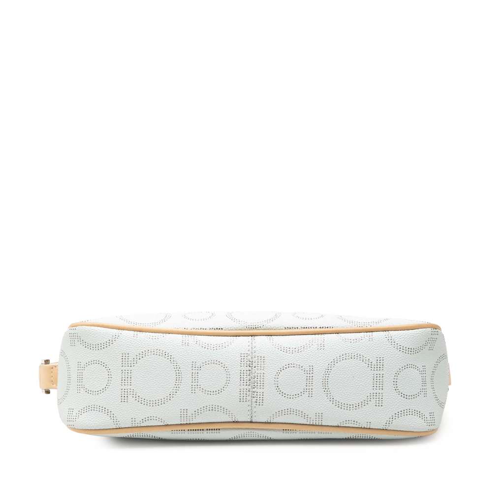 Salvatore Ferragamo Gancini Coated Canvas Shoulder Bag White Canvas Good condition - Inside View