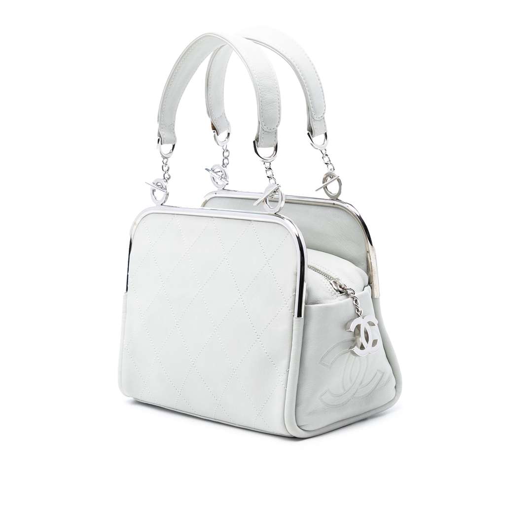 Chanel Lambskin Ultimate Soft Frame Handbag White Leather Good condition - Back View