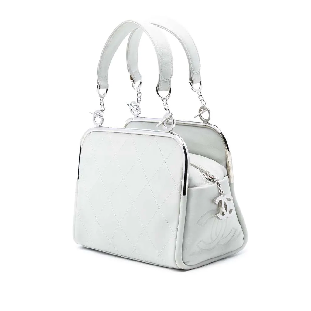 Chanel Lambskin Ultimate Soft Frame Handbag White Leather Very good - Back View