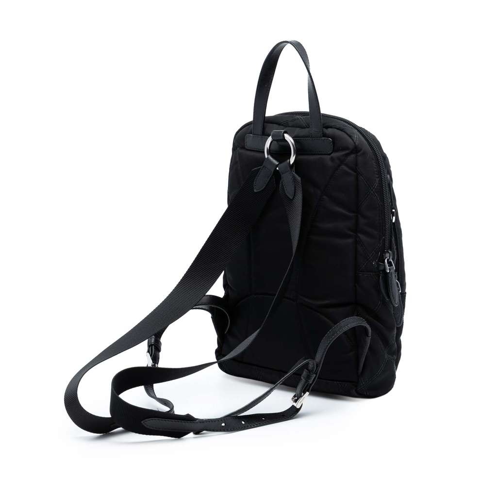 Prada Saffiano Trimmed Impuntu Tessuto Backpack Black Good condition - Back View