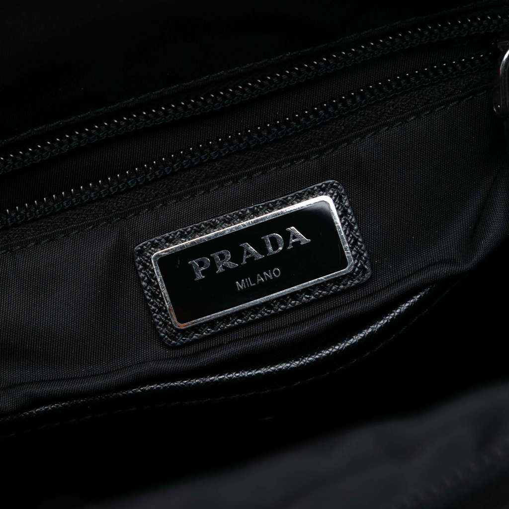 Prada Saffiano Trimmed Impuntu Tessuto Backpack Black Good condition - Box View