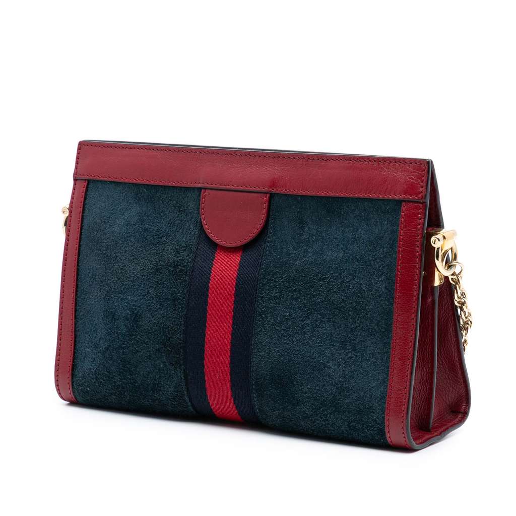Gucci Small Suede Ophidia Chain Crossbody Blue Leather Good condition - Back View