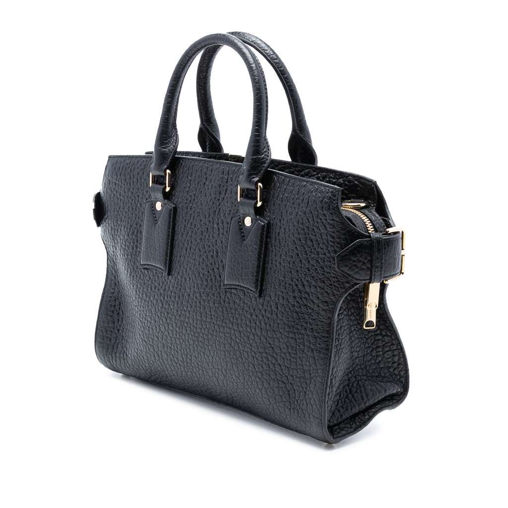 Burberry Medium Grained Leather Clifton Satchel Black Leather Good condition - Back View