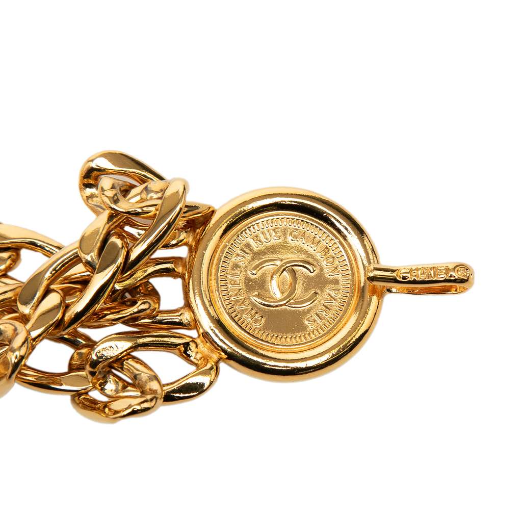 Chanel Gold Plated CC Medallion Triple Chain Belt Gold Metal Good condition - Inside View