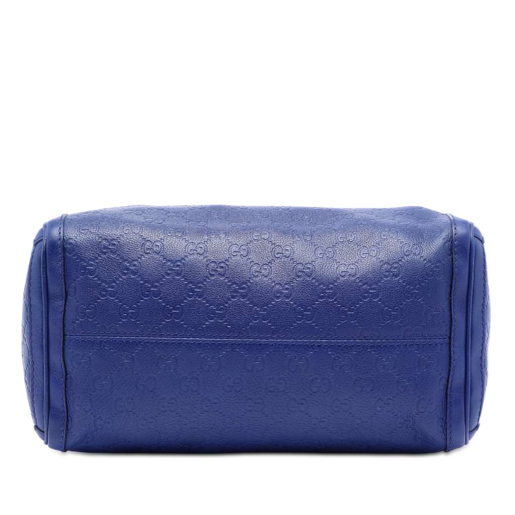 Gucci Medium Guccissima Techno Tag Boston Bag Blue Leather Good condition - Inside View