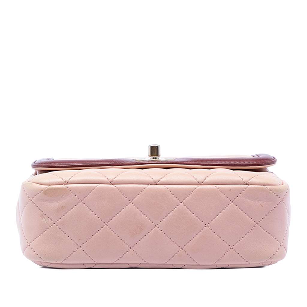 Chanel Mini Quilted Lambskin Two Tone Day Flap Pink Leather Good condition - Inside View