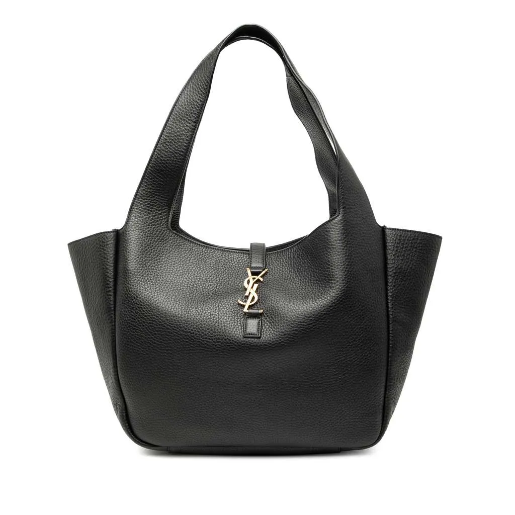 Saint Laurent Grained Deerskin Le 5 a 7 Bea Tote Black Leather Good - Front View