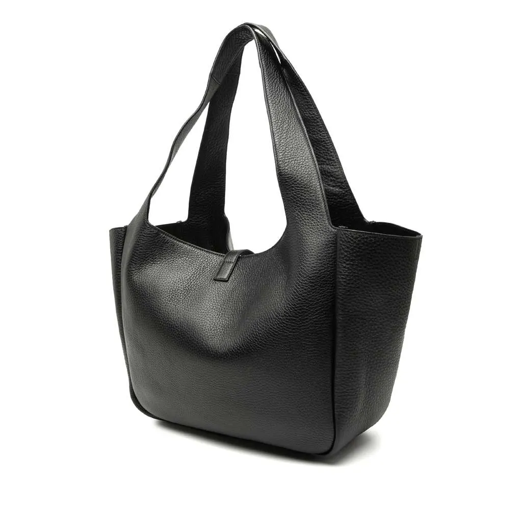Saint Laurent Grained Deerskin Le 5 a 7 Bea Tote Black Leather Good - Back View